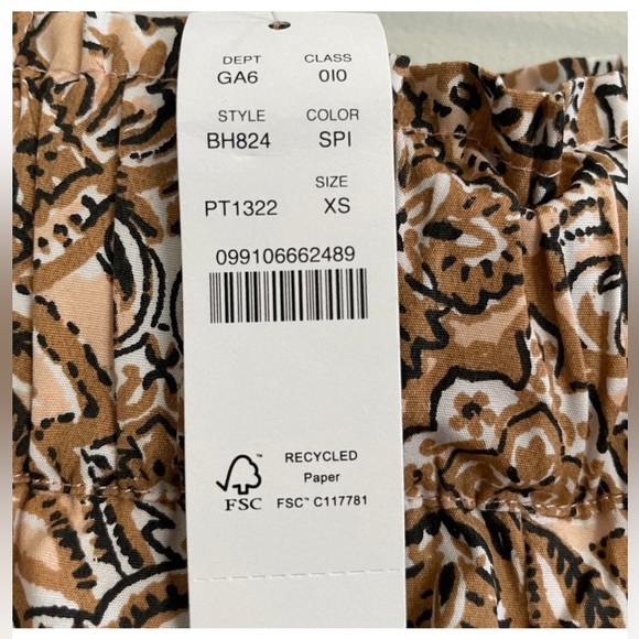 NWT J. CREW PULL ON COTTON POPLIN SHORTS IN ORNATE PAISLEY, XS - Picture 6 of 6